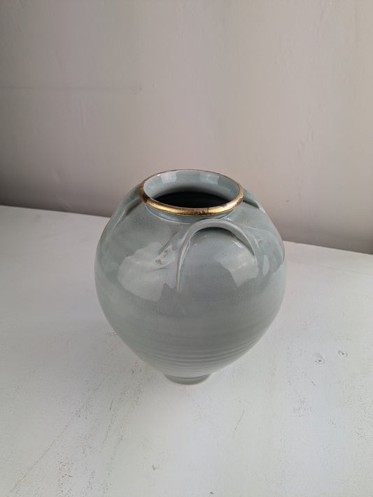 Bridget Drakeford - Caledon vase round w three lugs and gold leaf