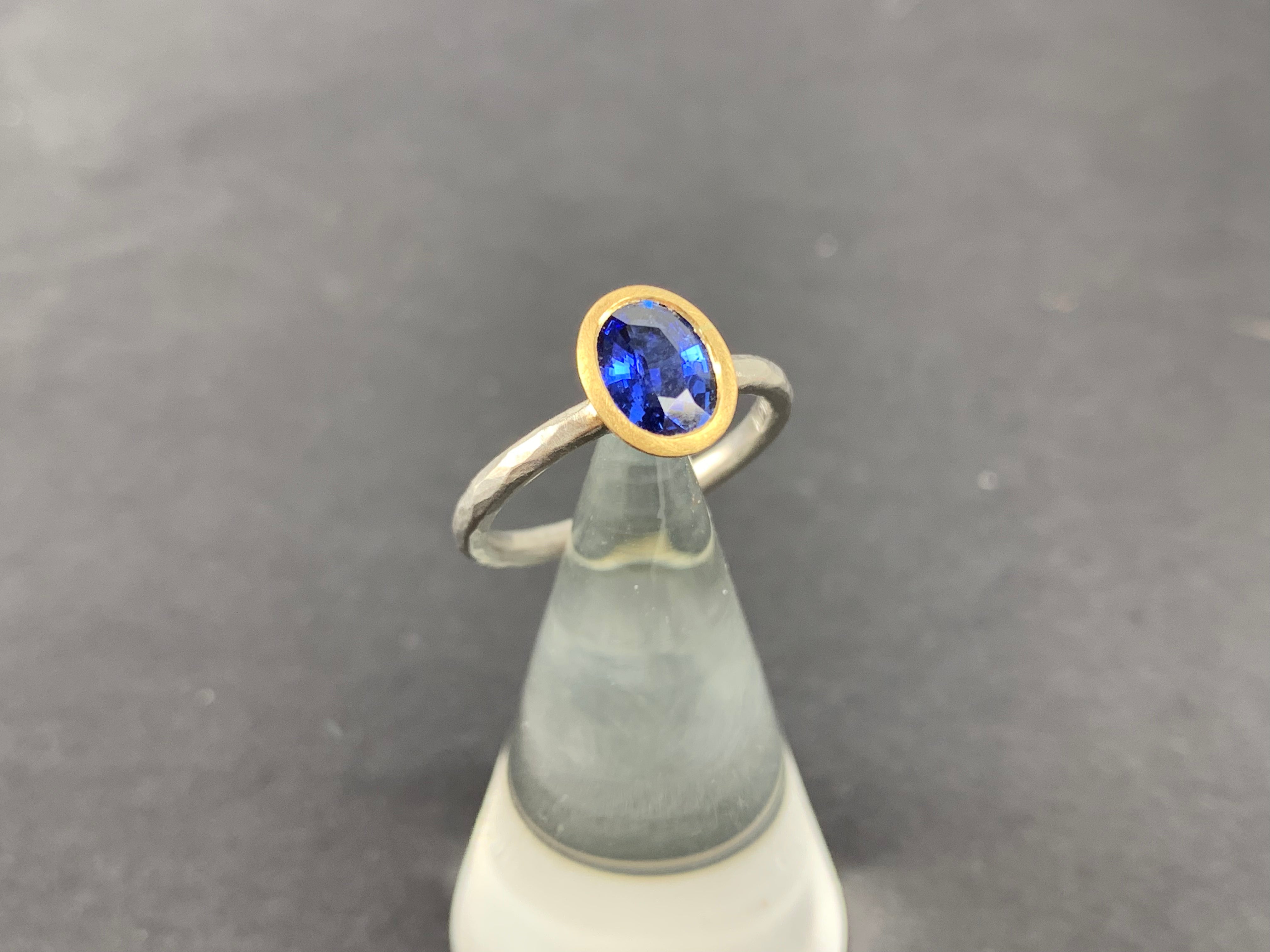 Betts, Malcolm - Platinum Ring with 18ct Gold set Sapphire, size M ...